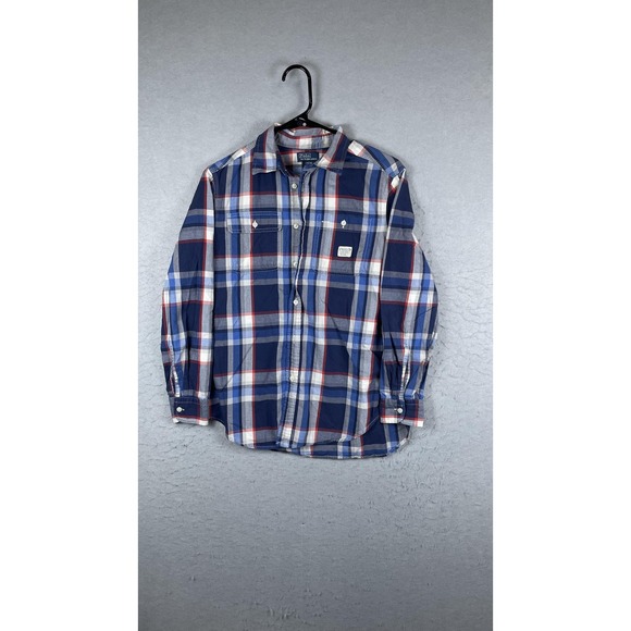 Polo Ralph Lauren Other - Polo Ralph Lauren Shirt Boys Large 14-16 Blue Red Plaid Button Front Long Sleeve